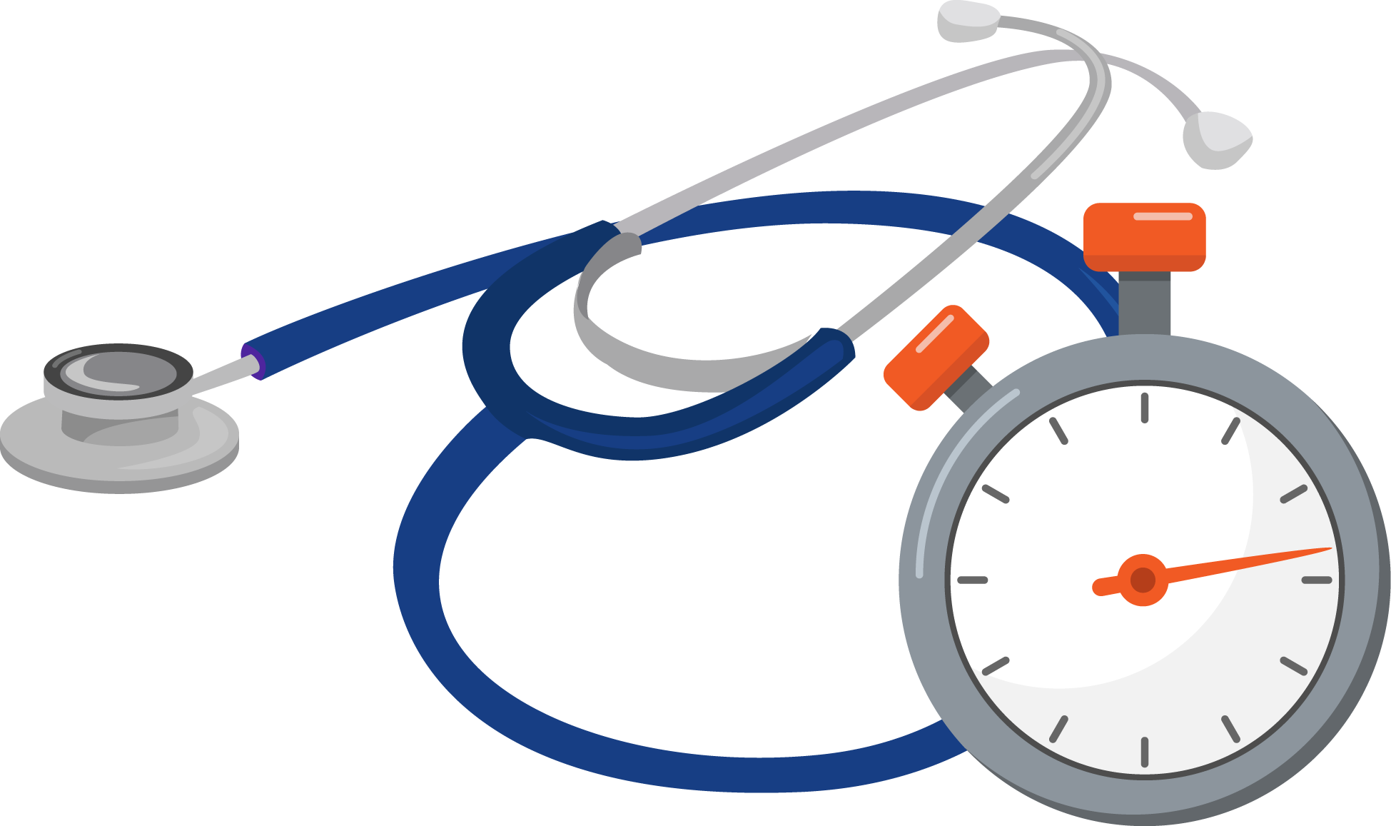 A stethoscope and a sphygmomanometer, commonly used in medical examinations to check blood pressure and heart health.